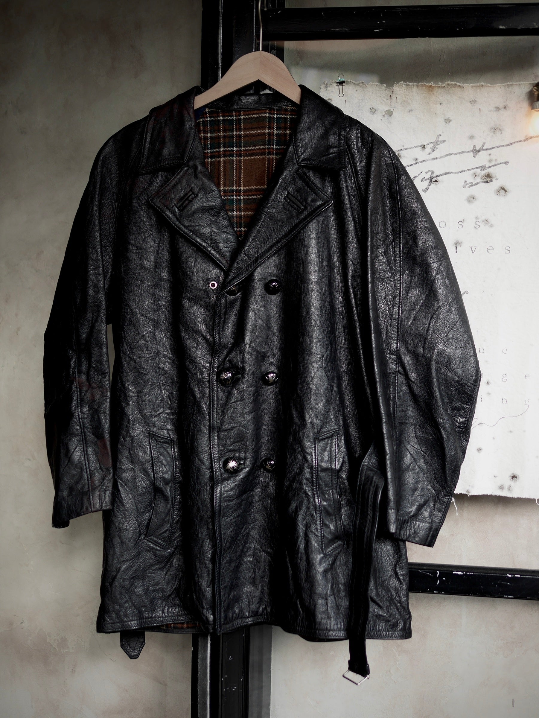 1940-1950’s French “Brunet et fils” Double Breasted Goatskin Coat / 法國雙排扣山羊皮短大衣