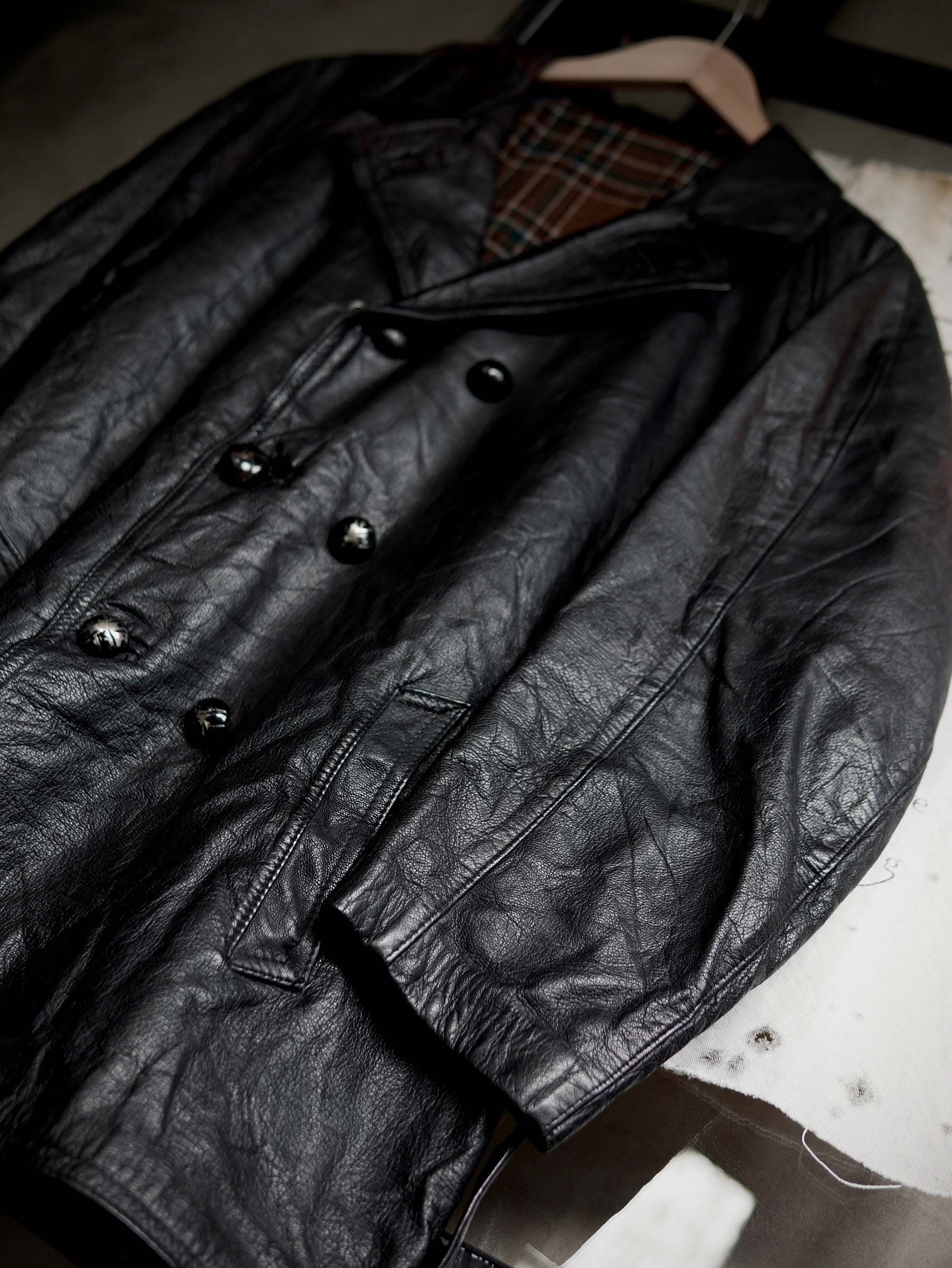 1940-1950’s French “Brunet et fils” Double Breasted Goatskin Coat / 法國雙排扣山羊皮短大衣