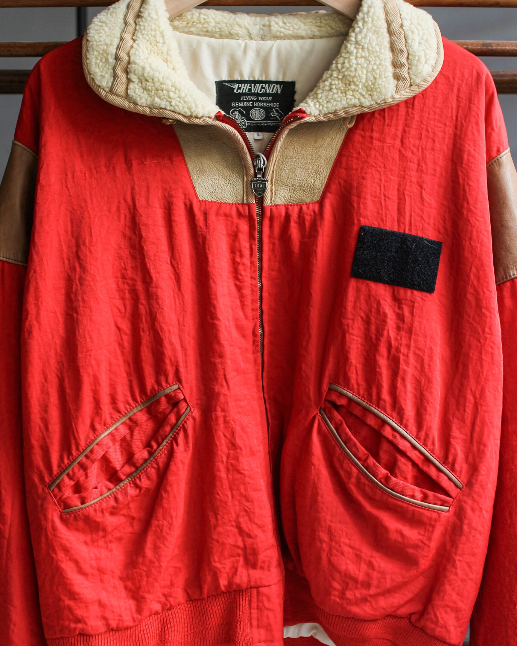 1980's CHEVIGNON Leather Patched Pilot Jacket