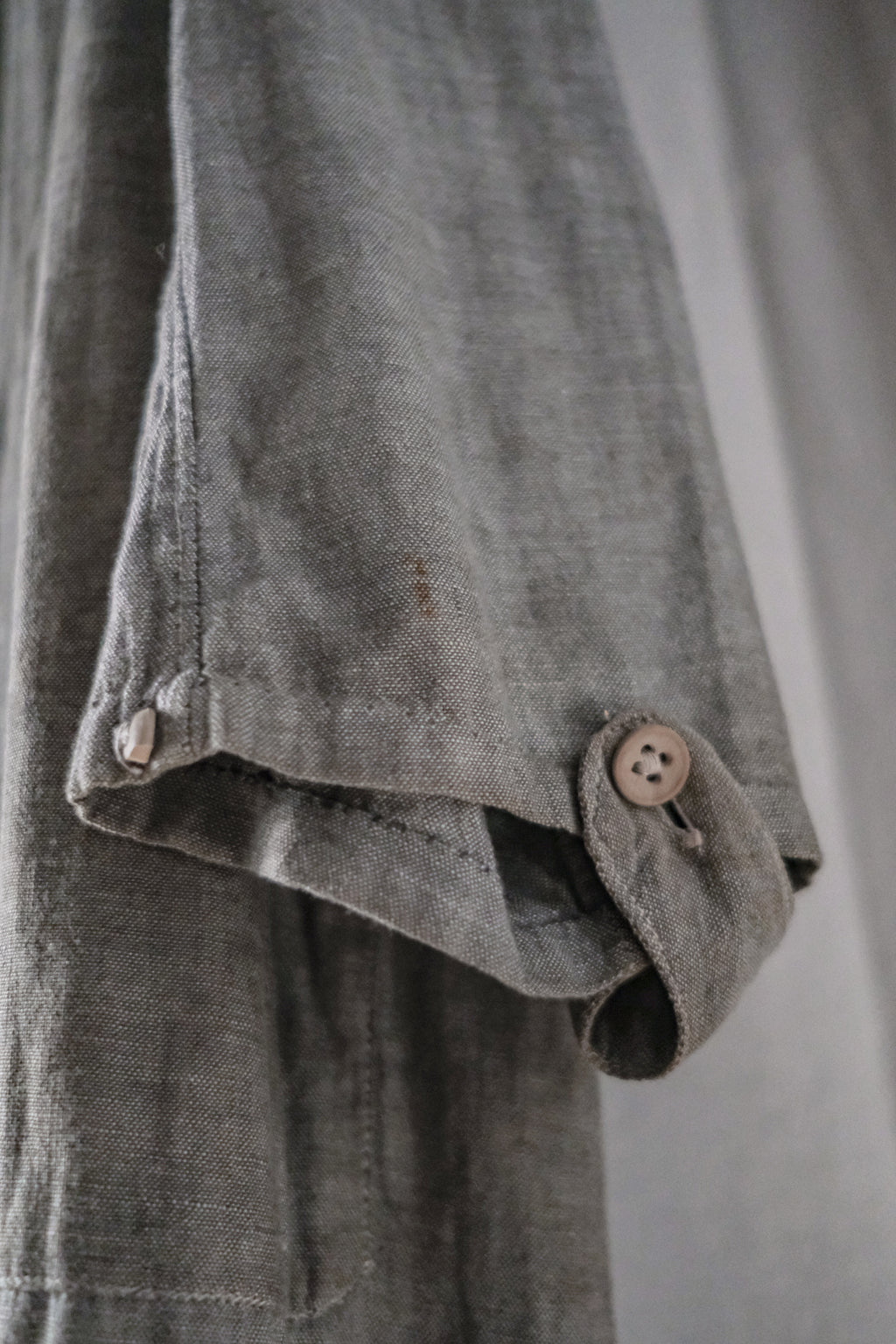 1930's France Chambray Round Collar Work Coat / 1930's 法國青年布圓領工作大衣
