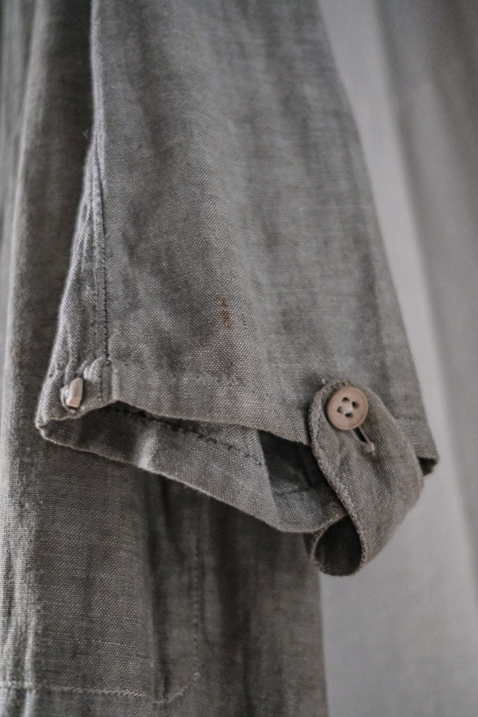 1930's France Chambray Round Collar Work Coat / 1930's 法國青年布圓領工作大衣