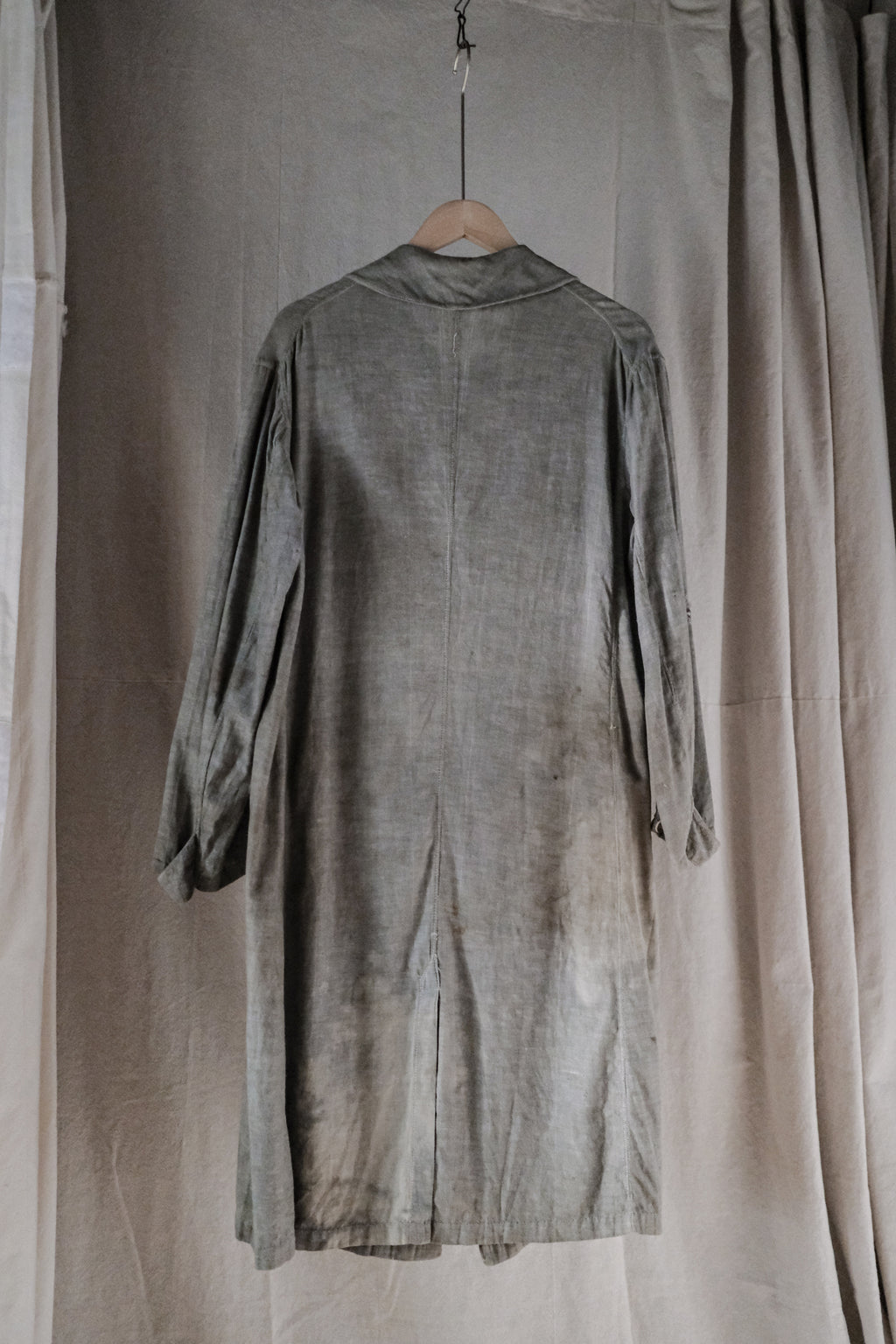 1930's France Chambray Round Collar Work Coat / 1930's 法國青年布圓領工作大衣