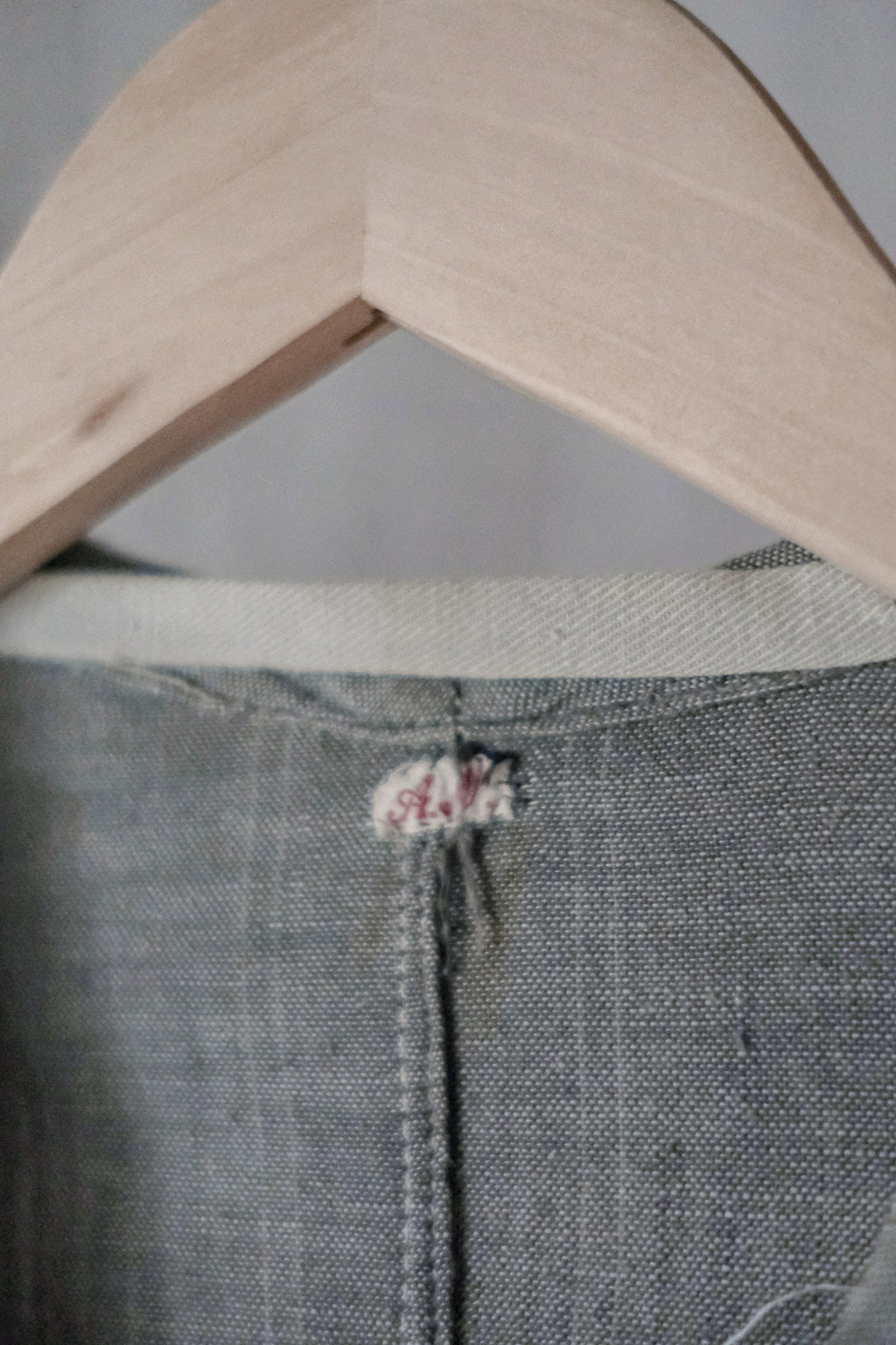 1930's France Chambray Round Collar Work Coat / 1930's 法國青年布圓領工作大衣