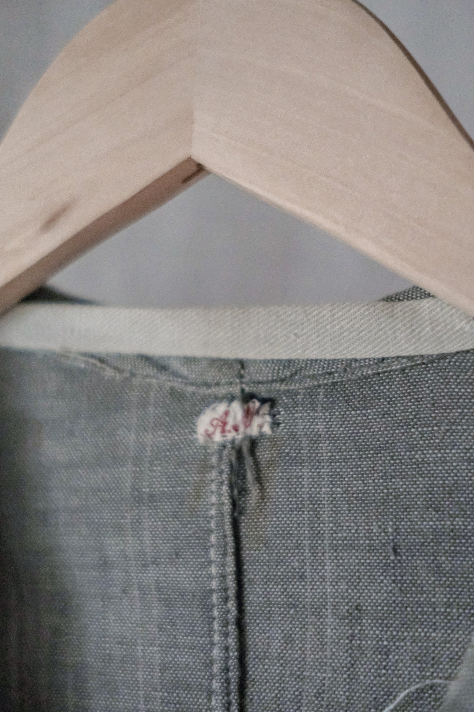 1930's France Chambray Round Collar Work Coat / 1930's 法國青年布圓領工作大衣