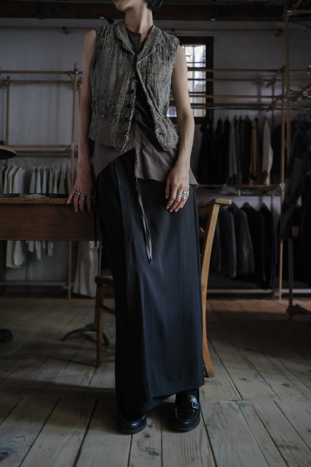 1940's French Wool Houndstooth Vest / 1940's 法國羊毛千鳥格背心