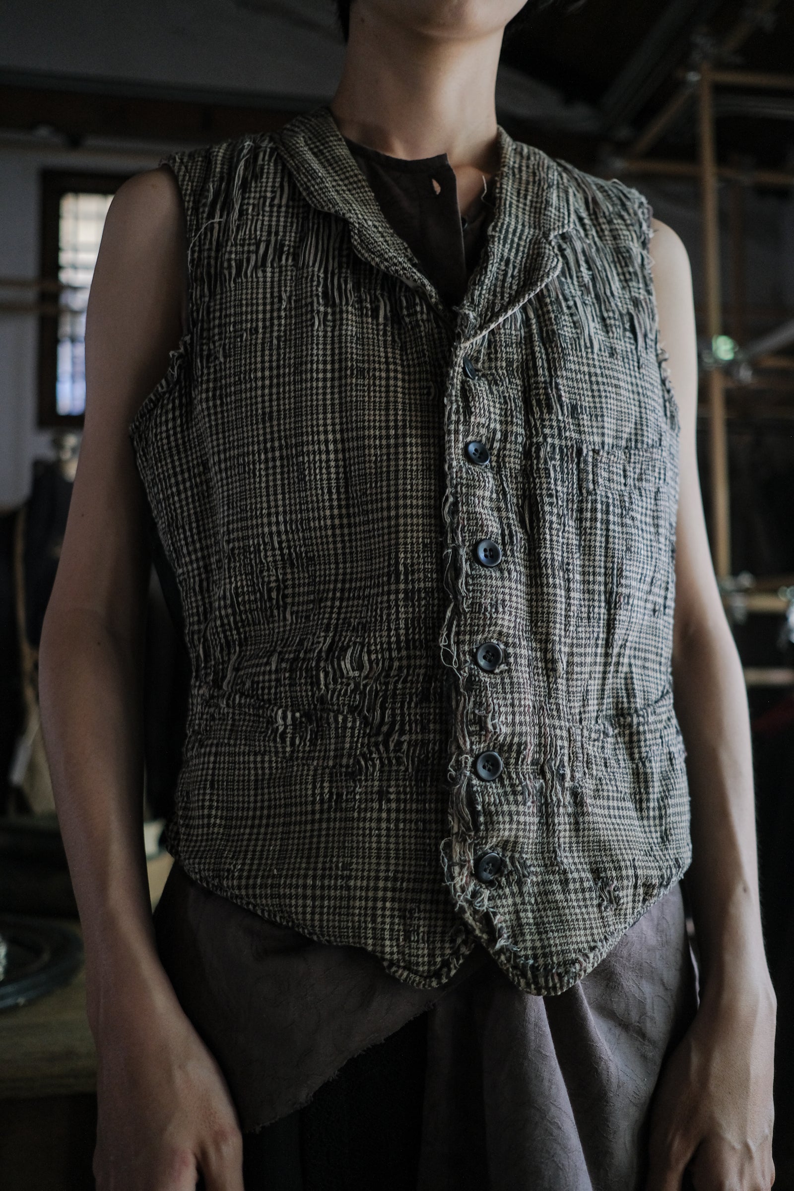1940's French Wool Houndstooth Vest / 1940's 法國羊毛千鳥格背心
