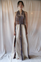 1980's Algo Halter Lace Dress / 繞脖蕾絲拼接感洋裝