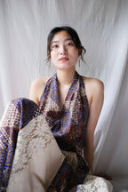 1980's Algo Halter Lace Dress / 繞脖蕾絲拼接感洋裝