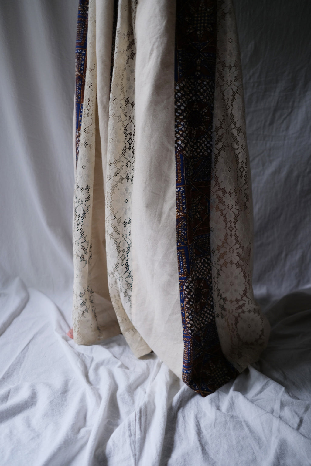 1980's Algo Halter Lace Dress / 繞脖蕾絲拼接感洋裝
