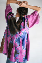 Vintage African Tie-Dyed Embroidered Shirt / 非洲紮染刺繡幻紫色民族衫