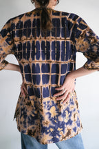Vintage African Tie-Dyed Embroidered Shirt / 非洲紮染刺繡橙藍色民族衫