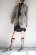 1930's French Salt&Pepper Stripe Sack Coat / 法國古著直紋椒鹽粗布外套