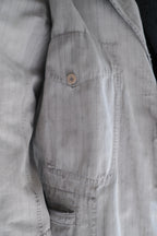 1930's French Salt&Pepper Stripe Sack Coat / 法國古著直紋椒鹽粗布外套