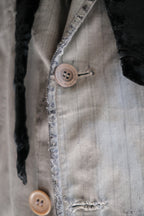 1930's French Salt&Pepper Stripe Sack Coat / 法國古著直紋椒鹽粗布外套