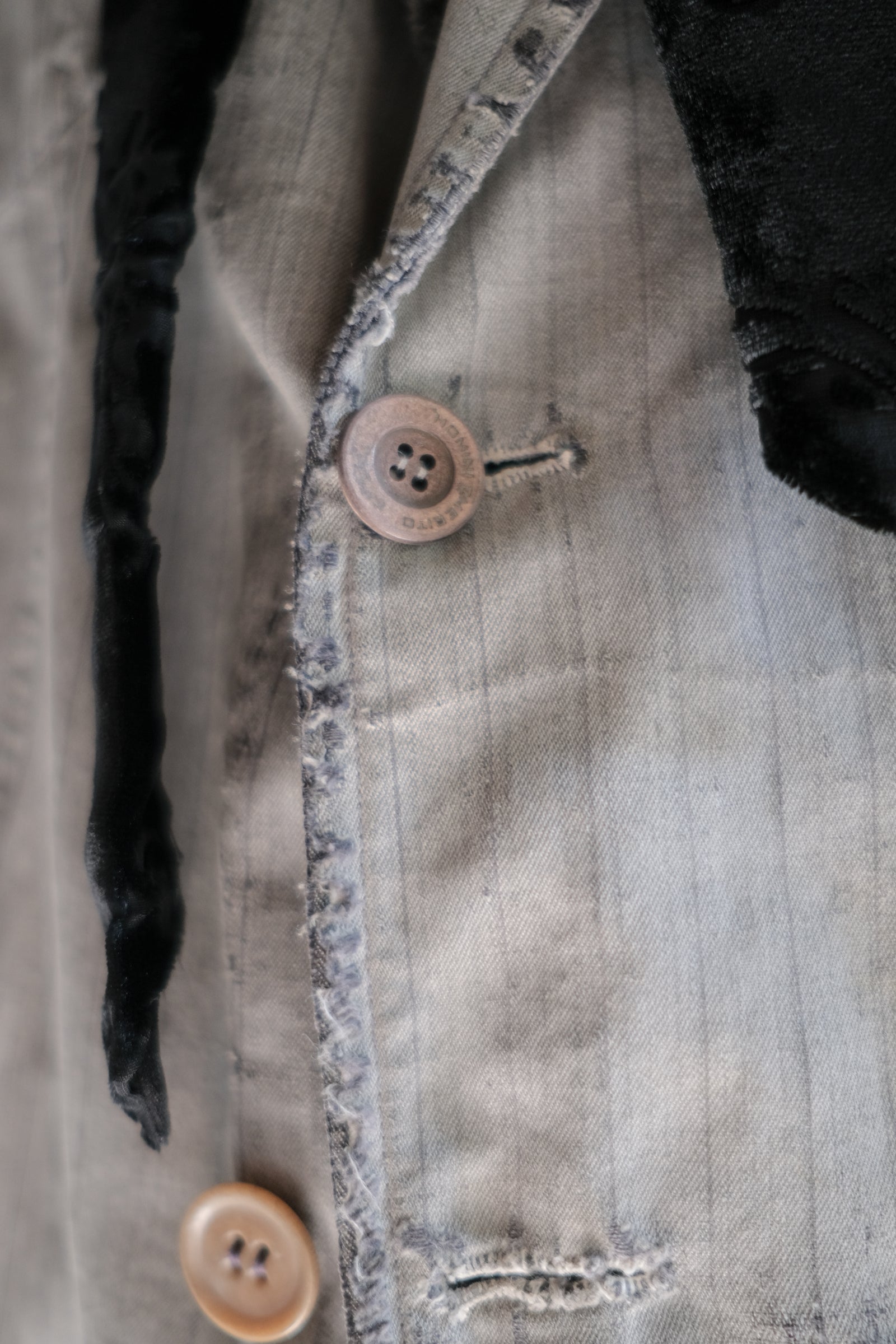 1930's French Salt&Pepper Stripe Sack Coat / 法國古著直紋椒鹽粗布外套