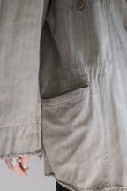 1930's French Salt&Pepper Stripe Sack Coat / 法國古著直紋椒鹽粗布外套