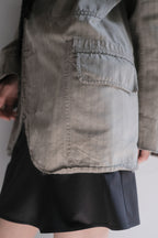 1930's French Salt&Pepper Stripe Sack Coat / 法國古著直紋椒鹽粗布外套