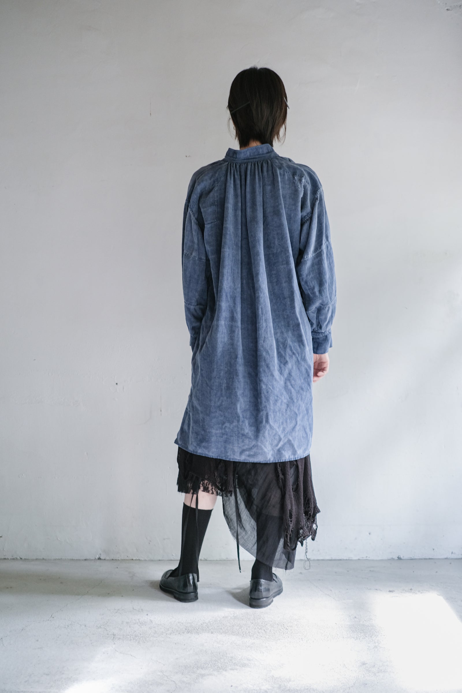 "Rework" Europe Linen Patched Farmer Shirt Over Dyed