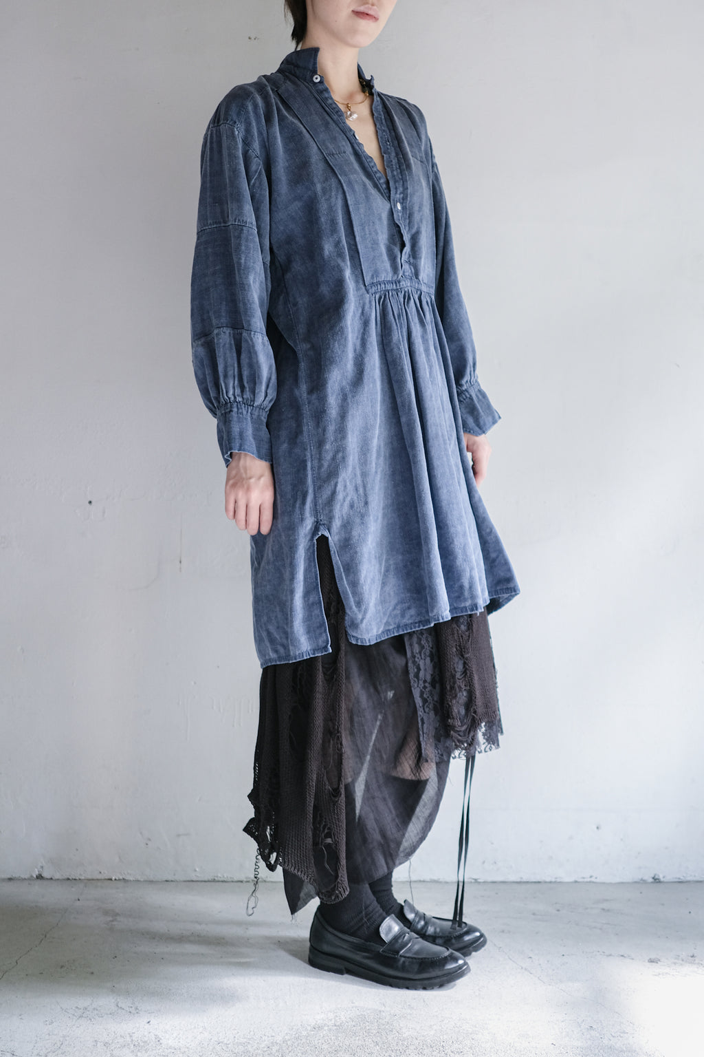 "Rework" Europe Linen Patched Farmer Shirt Over Dyed