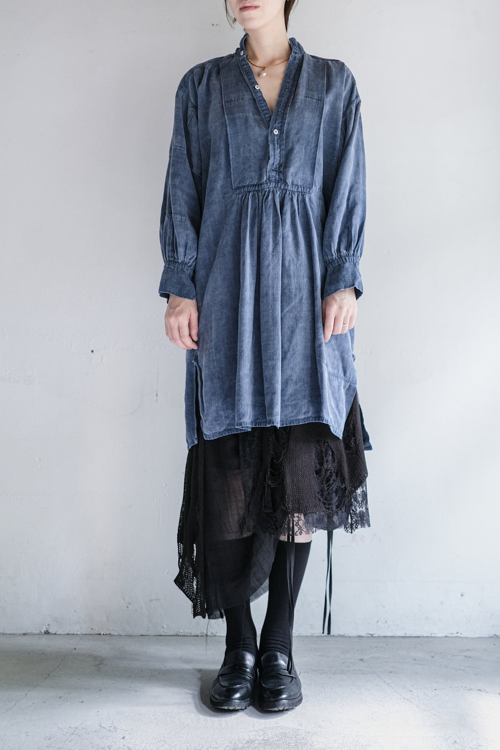 "Rework" Europe Linen Patched Farmer Shirt Over Dyed