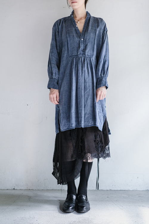 "Rework" Europe Linen Patched Farmer Shirt Over Dyed