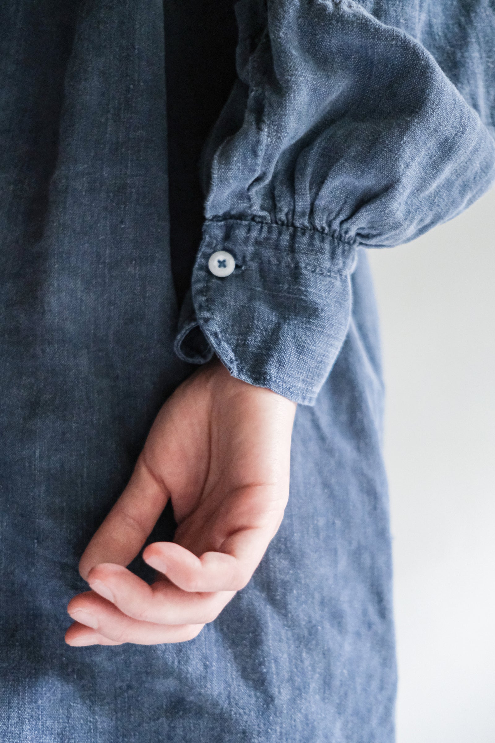 "Rework" Europe Linen Patched Farmer Shirt Over Dyed
