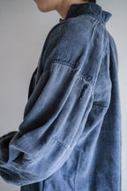 "Rework" Europe Linen Patched Farmer Shirt Over Dyed