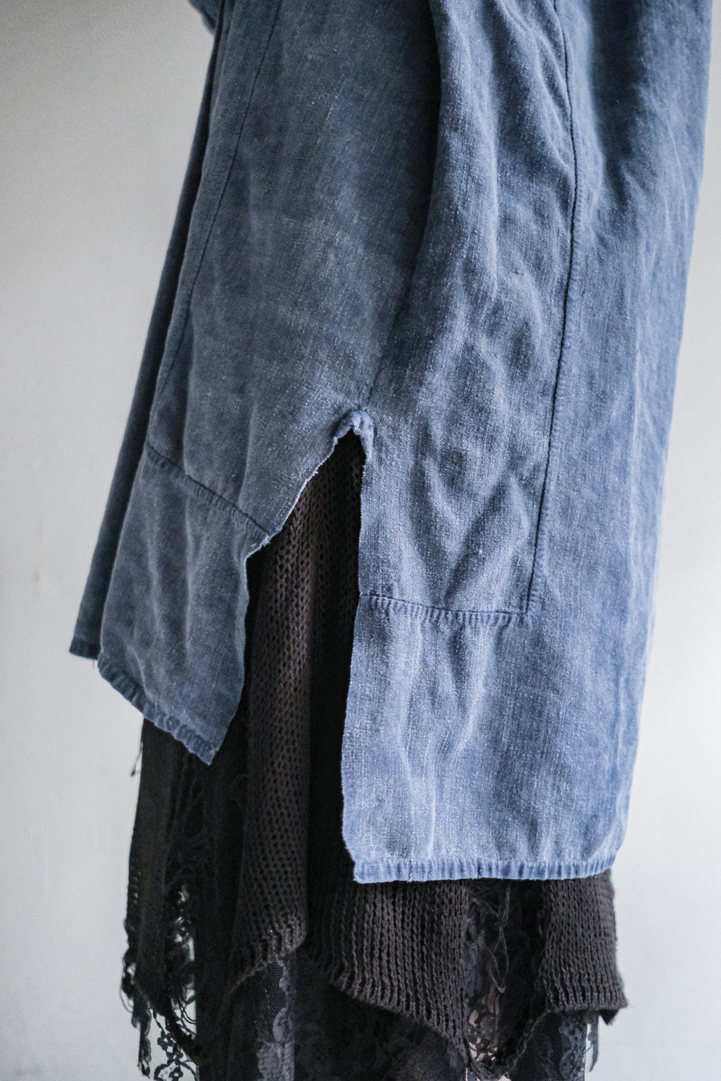 "Rework" Europe Linen Patched Farmer Shirt Over Dyed