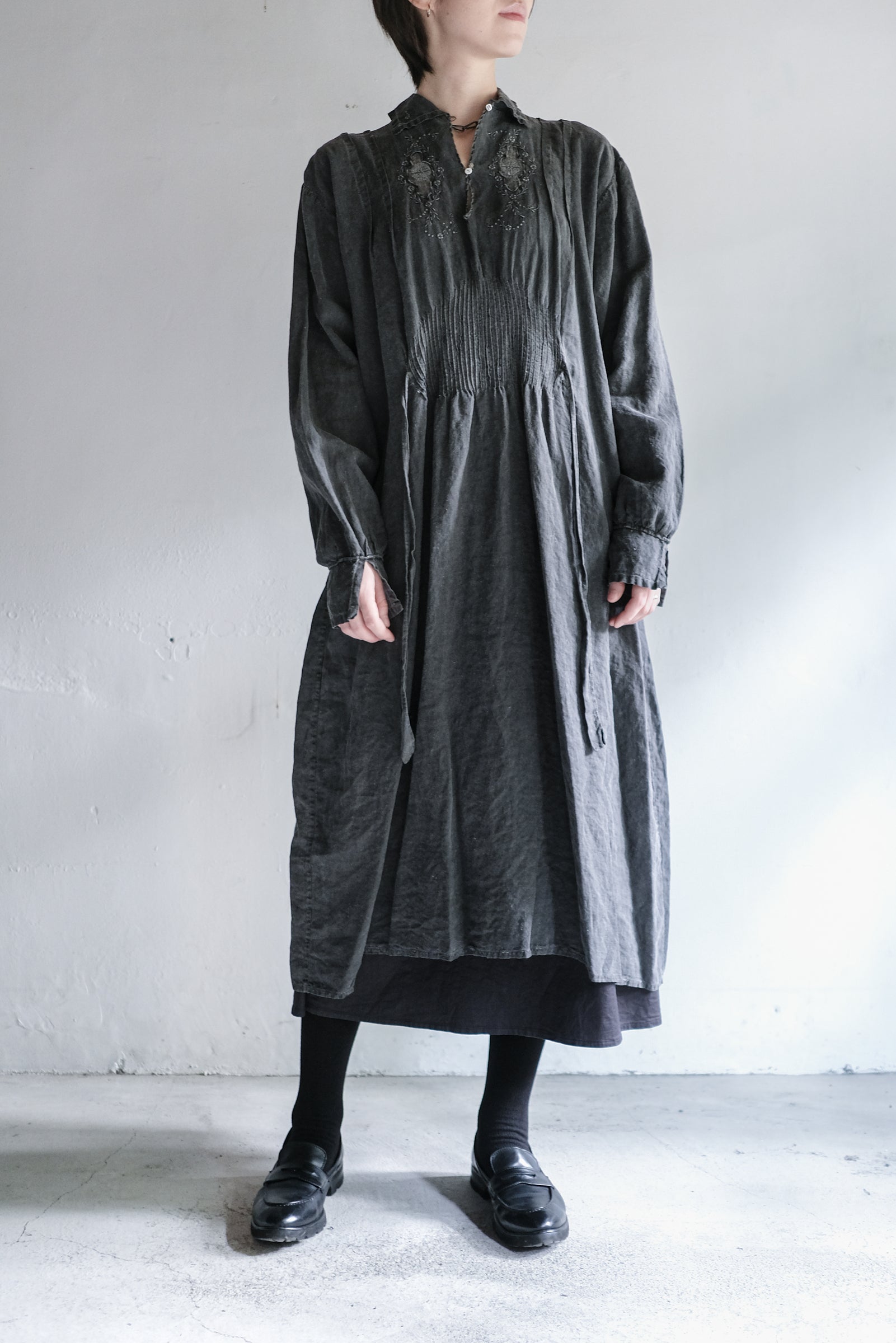 "Rework" Europe Vintage Linen Lady's Dress Over Dyed