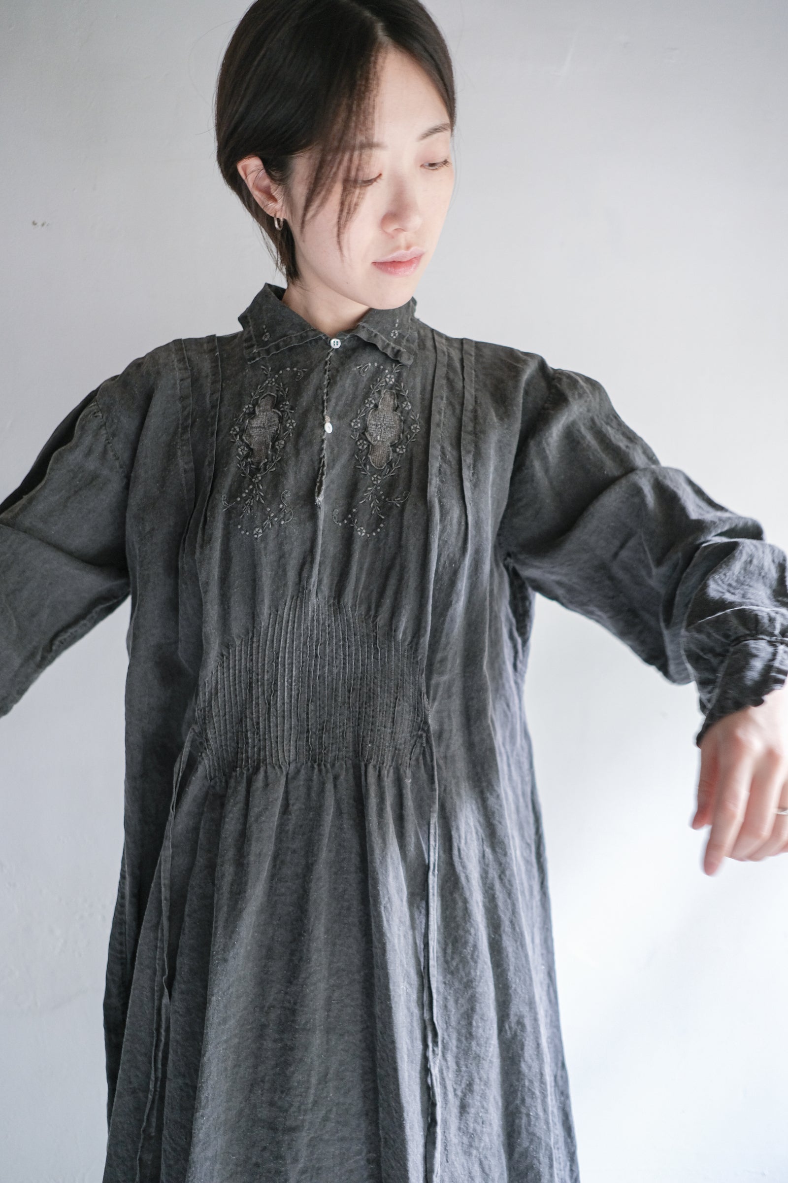 "Rework" Europe Vintage Linen Lady's Dress Over Dyed