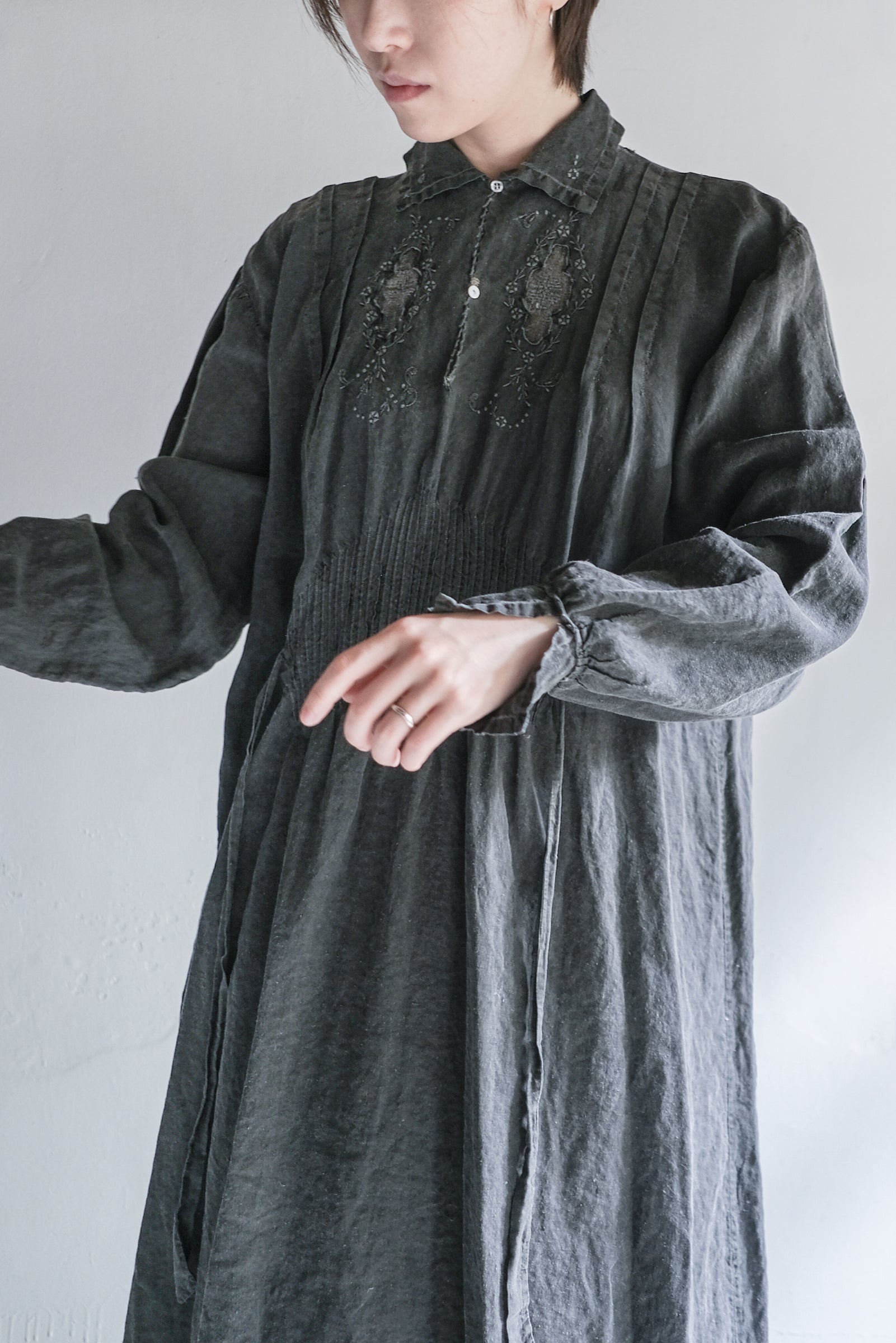 "Rework" Europe Vintage Linen Lady's Dress Over Dyed