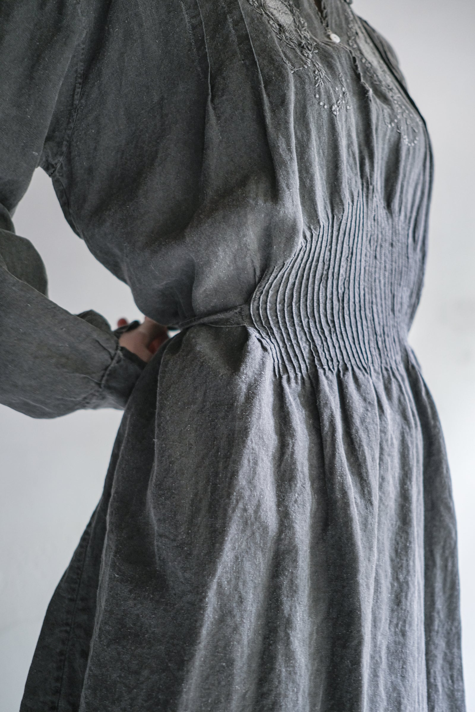 "Rework" Europe Vintage Linen Lady's Dress Over Dyed