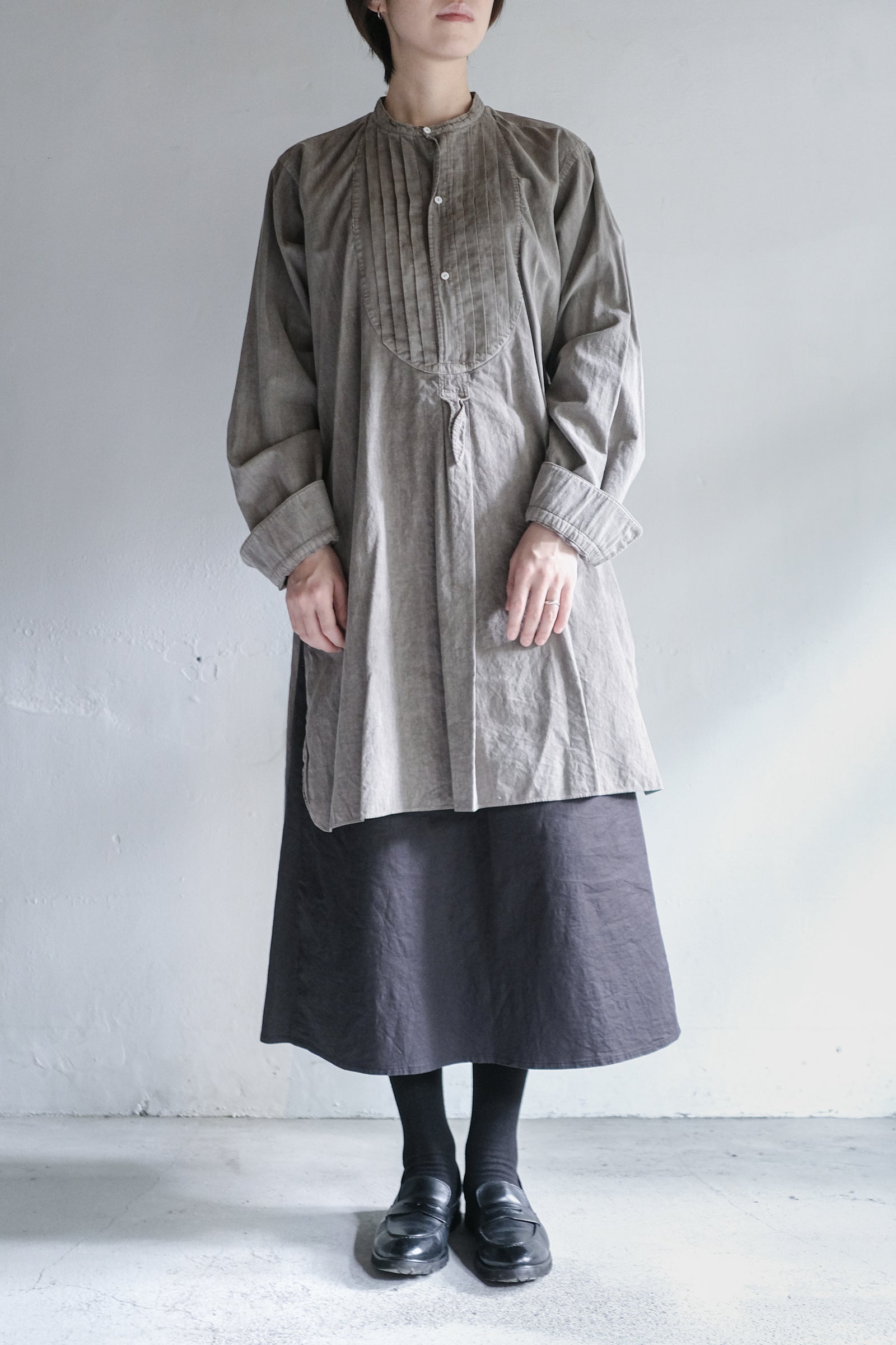 "Rework" Europe Vintage Linen Dress Shirt Over Dyed