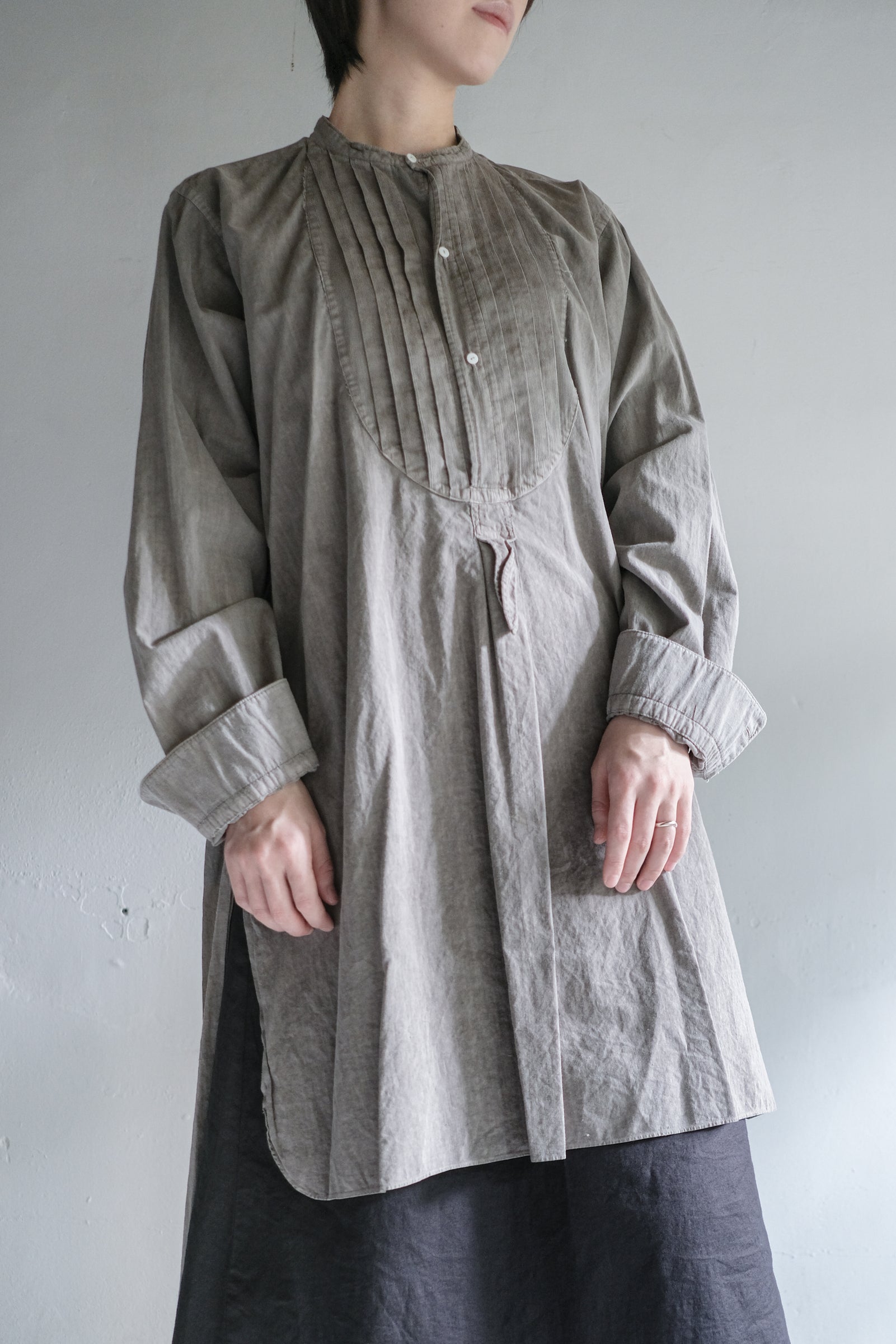 "Rework" Europe Vintage Linen Dress Shirt Over Dyed