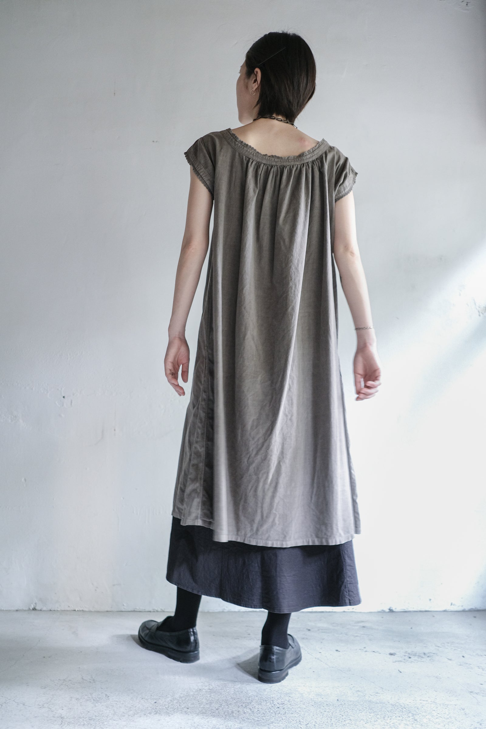 "Rework" Europe Vintage Cotton Linen Night Dress Over Dyed
