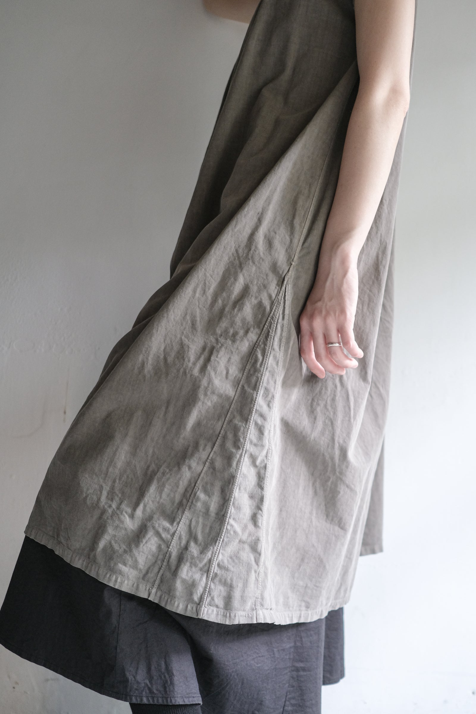 "Rework" Europe Vintage Cotton Linen Night Dress Over Dyed