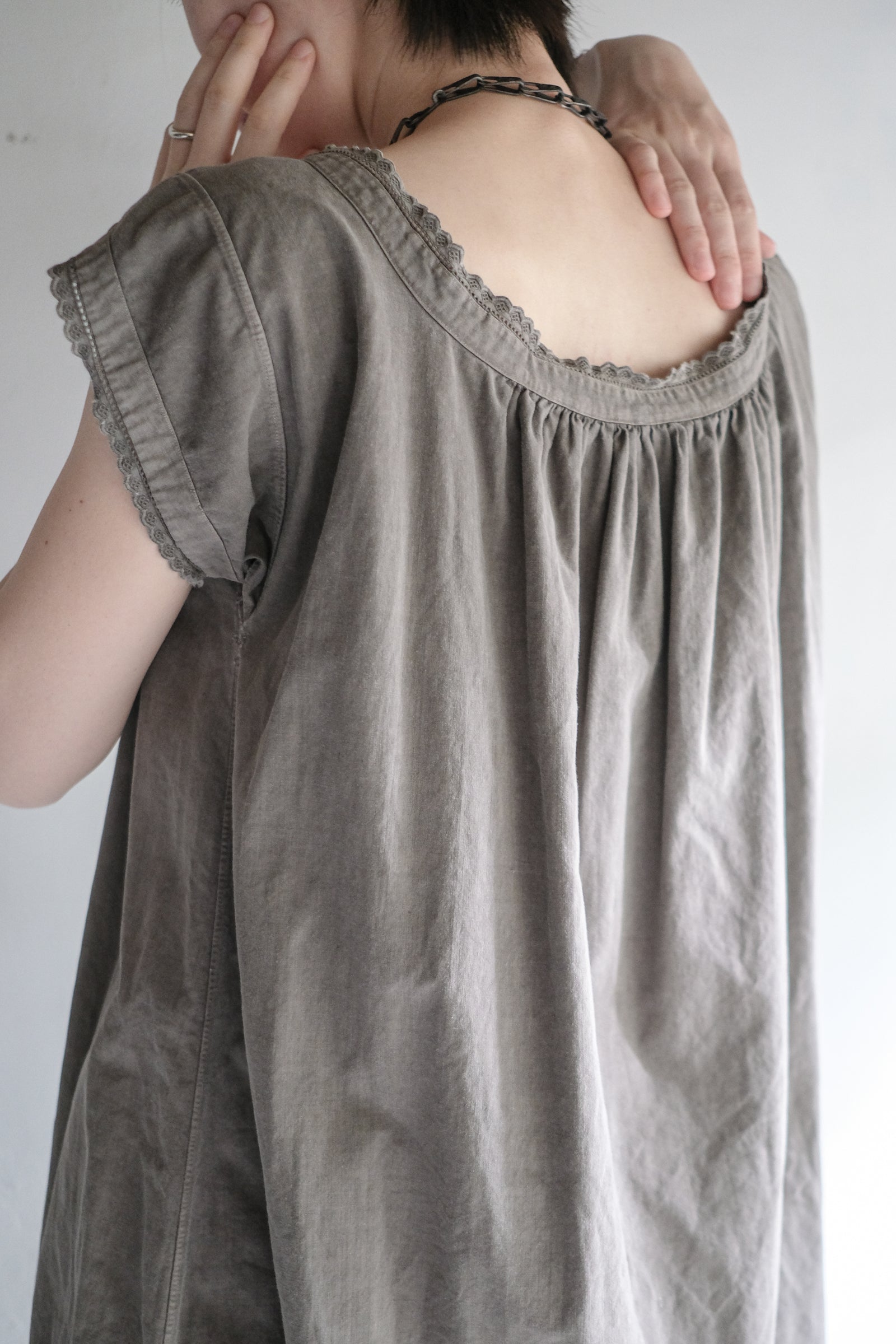 "Rework" Europe Vintage Cotton Linen Night Dress Over Dyed