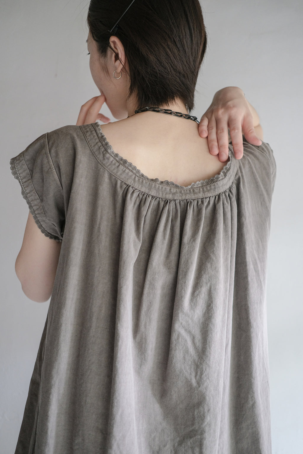 "Rework" Europe Vintage Cotton Linen Night Dress Over Dyed