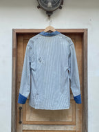 1940's British Two Tone Hickory Stripe Double Breasted Jacket / 1940's 英國雙色調山核桃條紋雙排扣外套