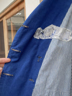 1940's British Two Tone Hickory Stripe Double Breasted Jacket / 1940's 英國雙色調山核桃條紋雙排扣外套