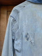 1940's British Two Tone Hickory Stripe Double Breasted Jacket / 1940's 英國雙色調山核桃條紋雙排扣外套