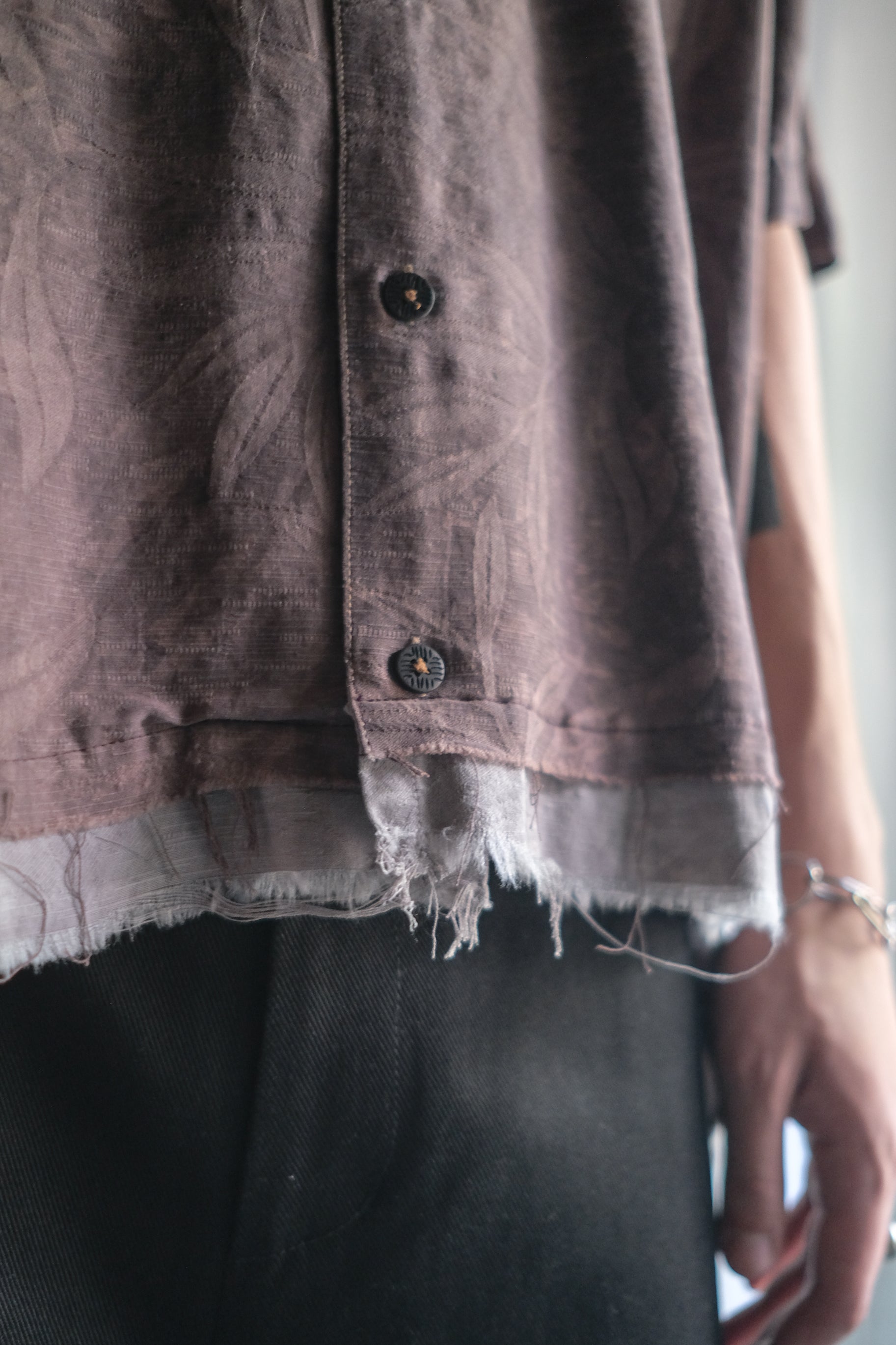 "𝒁/𝑵.𝑳" Rework Vintage Silk Shirt/ Botanical Overdyed