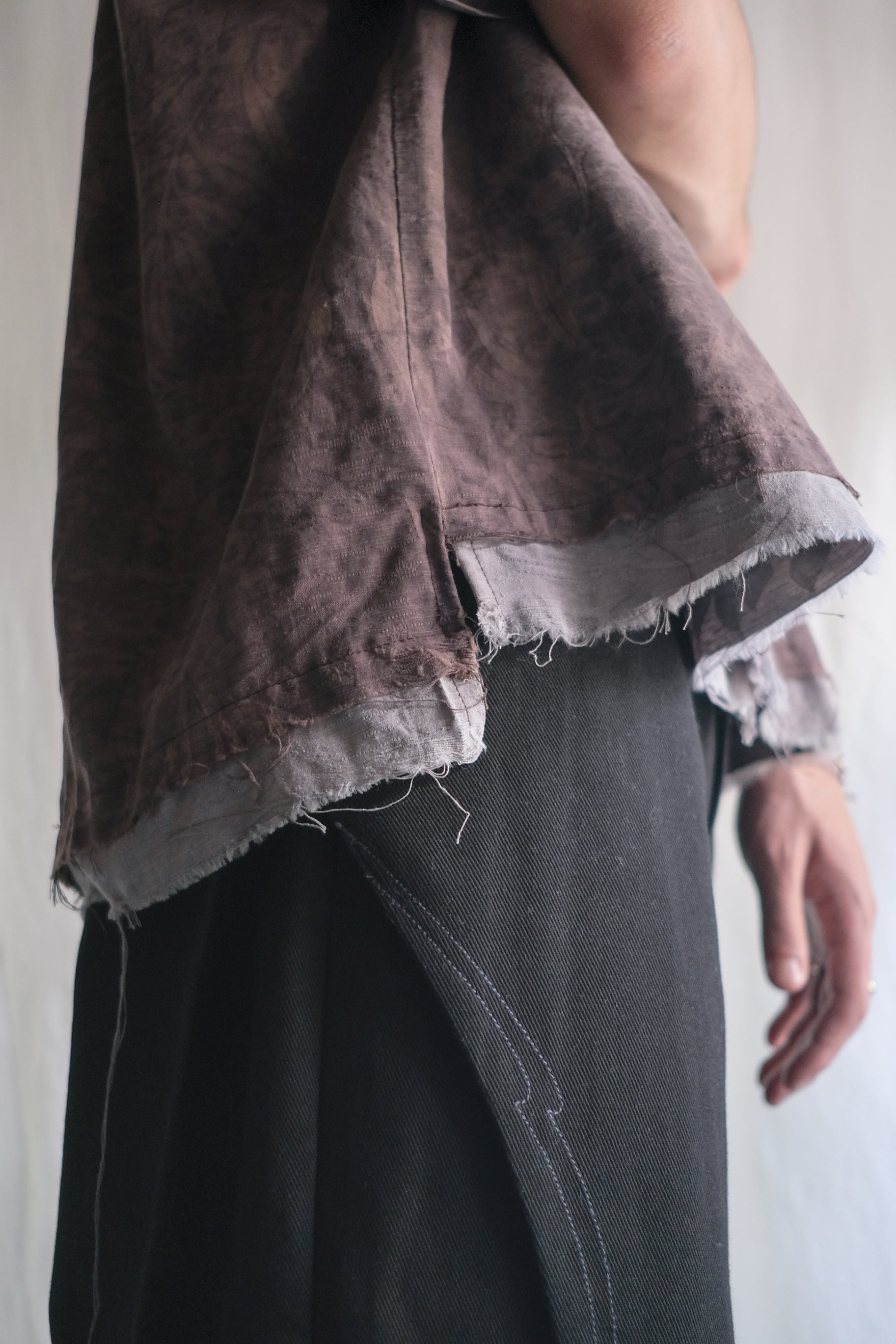 "𝒁/𝑵.𝑳" Rework Vintage Silk Shirt/ Botanical Overdyed