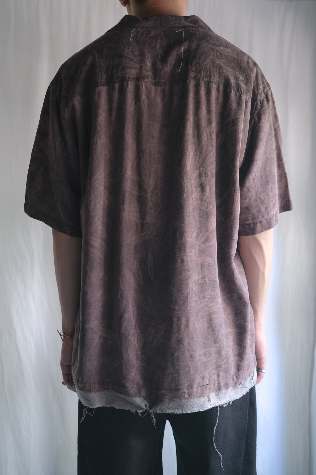 "𝒁/𝑵.𝑳" Rework Vintage Silk Shirt/ Botanical Overdyed