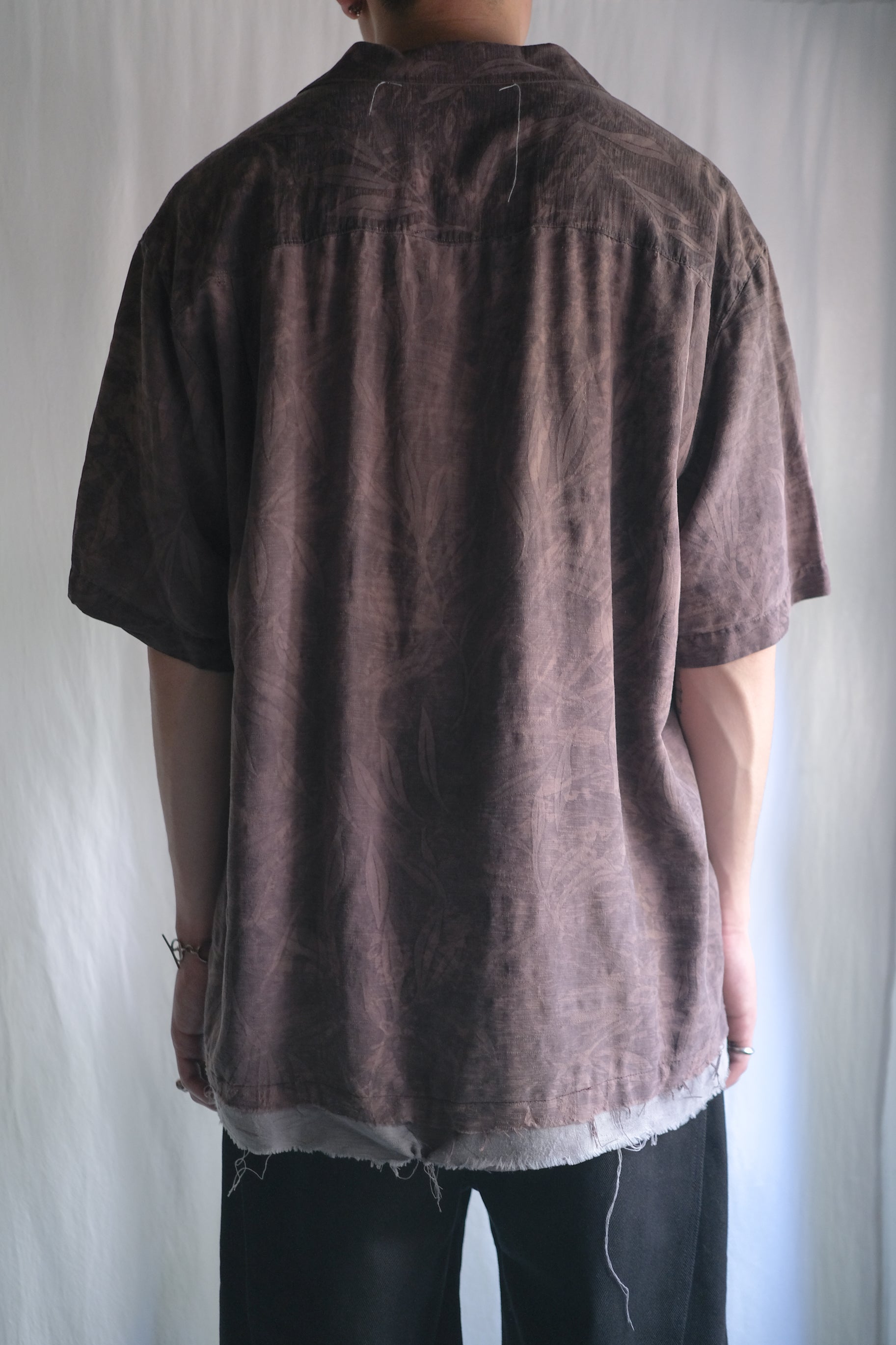 "𝒁/𝑵.𝑳" Rework Vintage Silk Shirt/ Botanical Overdyed
