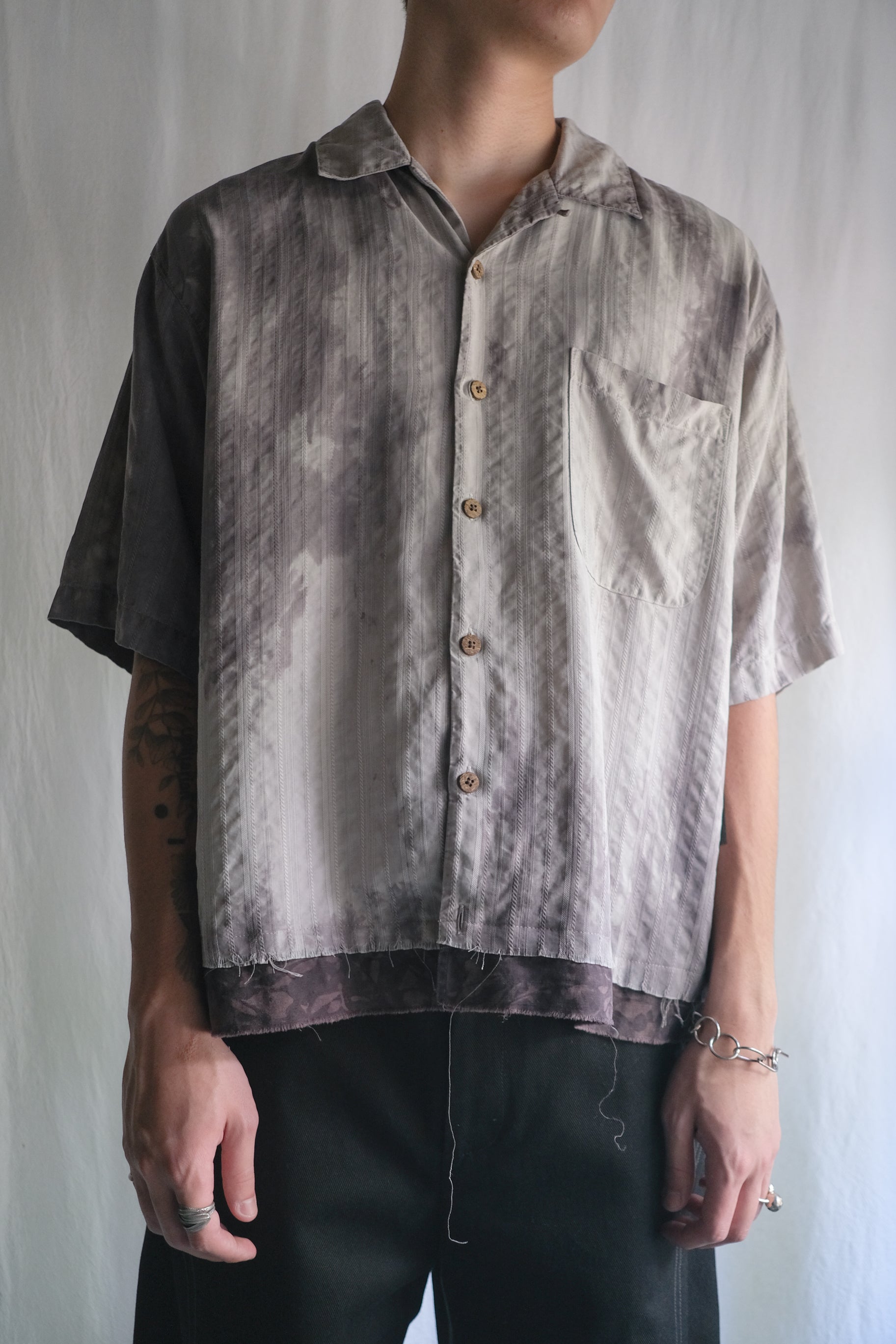 "𝒁/𝑵.𝑳" Rework Vintage Silk Shirt/ Botanical Overdyed