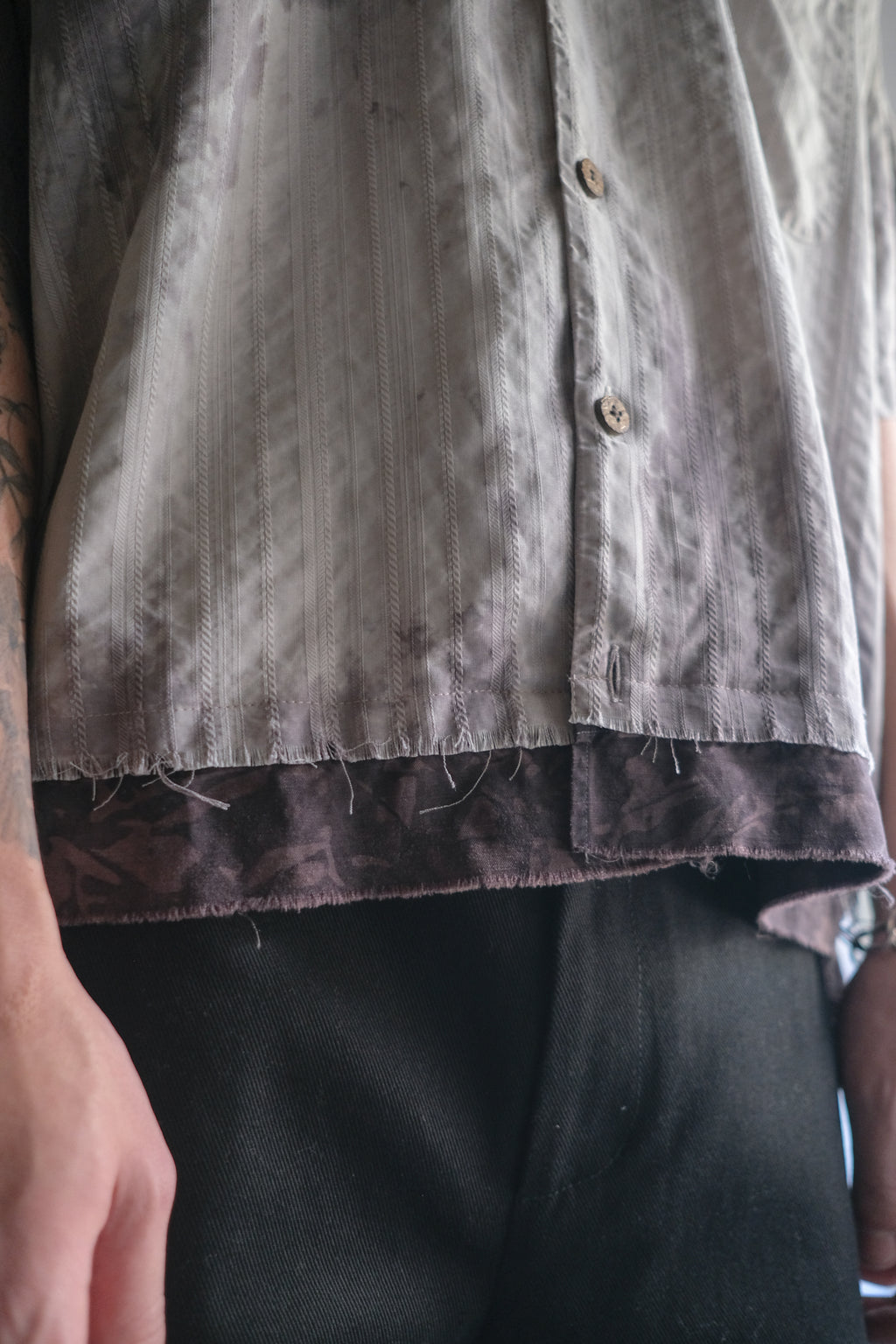 "𝒁/𝑵.𝑳" Rework Vintage Silk Shirt/ Botanical Overdyed