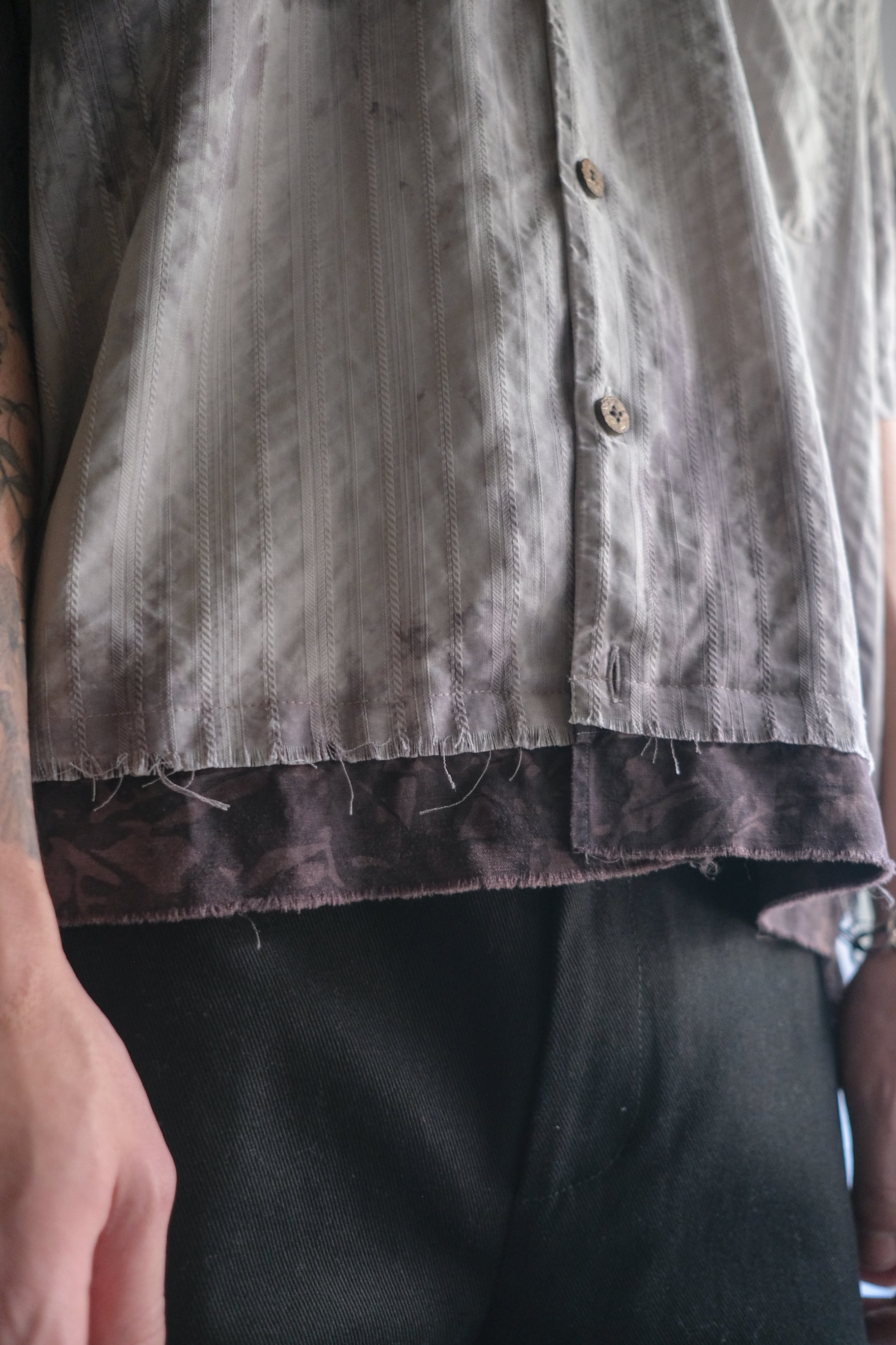 "𝒁/𝑵.𝑳" Rework Vintage Silk Shirt/ Botanical Overdyed