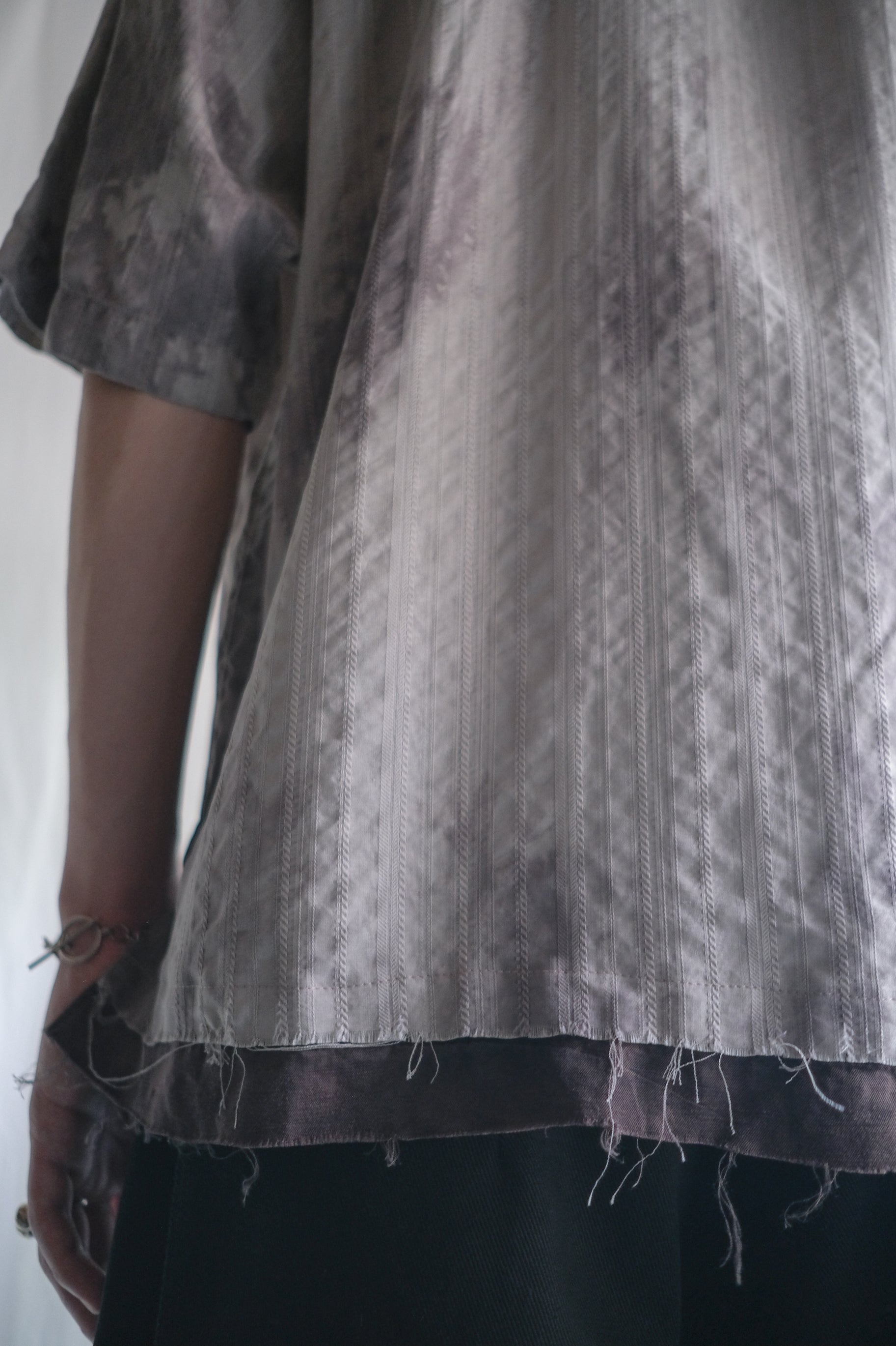 "𝒁/𝑵.𝑳" Rework Vintage Silk Shirt/ Botanical Overdyed
