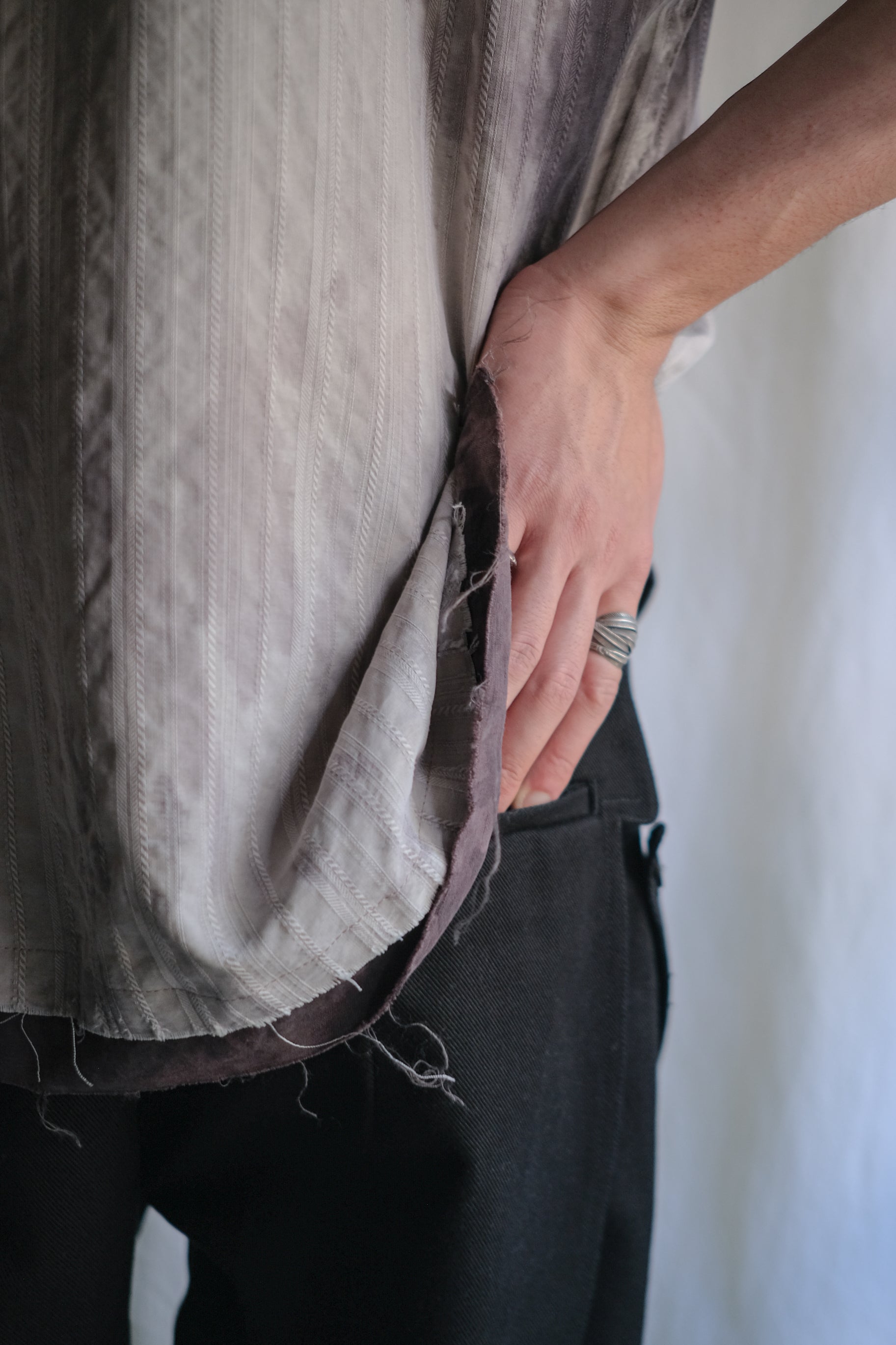 "𝒁/𝑵.𝑳" Rework Vintage Silk Shirt/ Botanical Overdyed